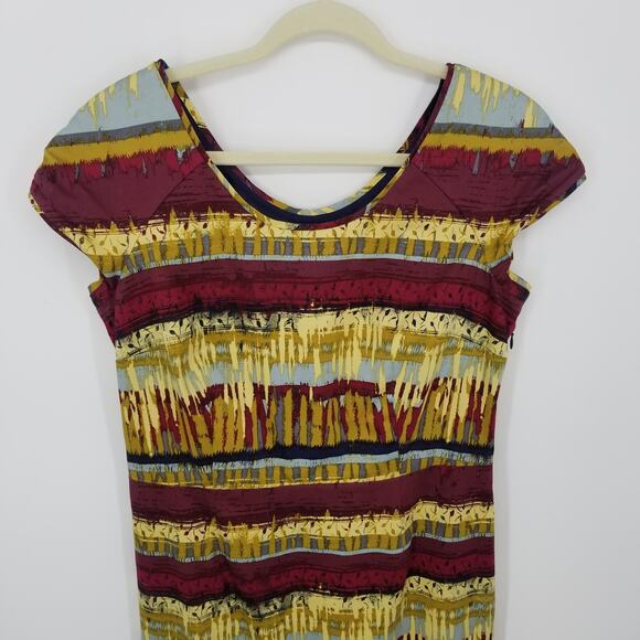 Pendleton Abstract Sheath Dress 10 Cotton Cap Sleeves Scoop Neck Southwestern - Picture 4 of 11